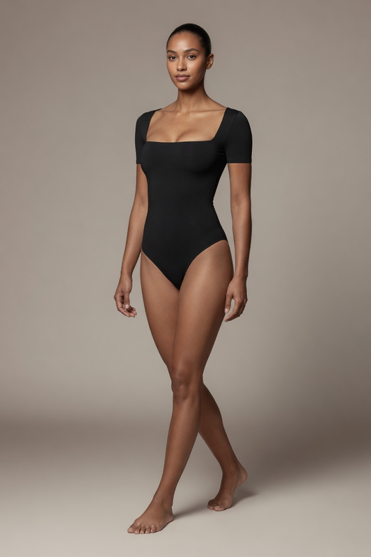 Blanche Square Neck Short Sleeve Jersey Bodysuit