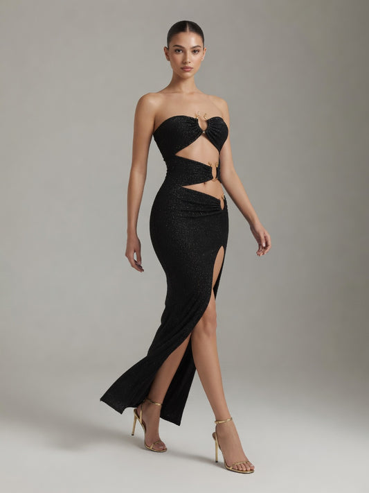 Sylvie Strapless Cut-Out Bodycon Maxi Party Dress
