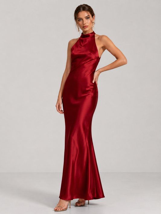 Ida Satin Finish Sleeveless Empire Maxi Dress