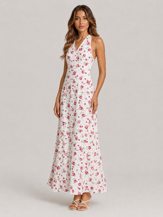 Paloma Floral V-Neck Loose Maxi Dress with Pockets