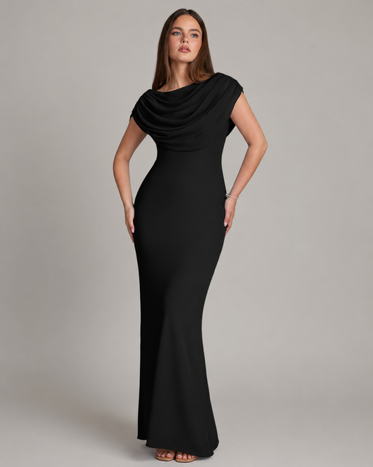 Margot Chiffon Capelet Mermaid Bridesmaid Maxi Dress