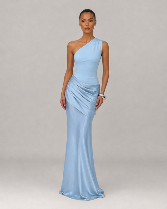 Freya One Shoulder Pleated Backless Maxi Dress