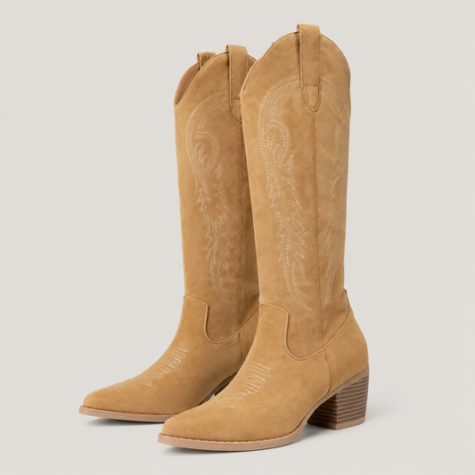 Tessa Faux Leather Platform Western Knee High Boots