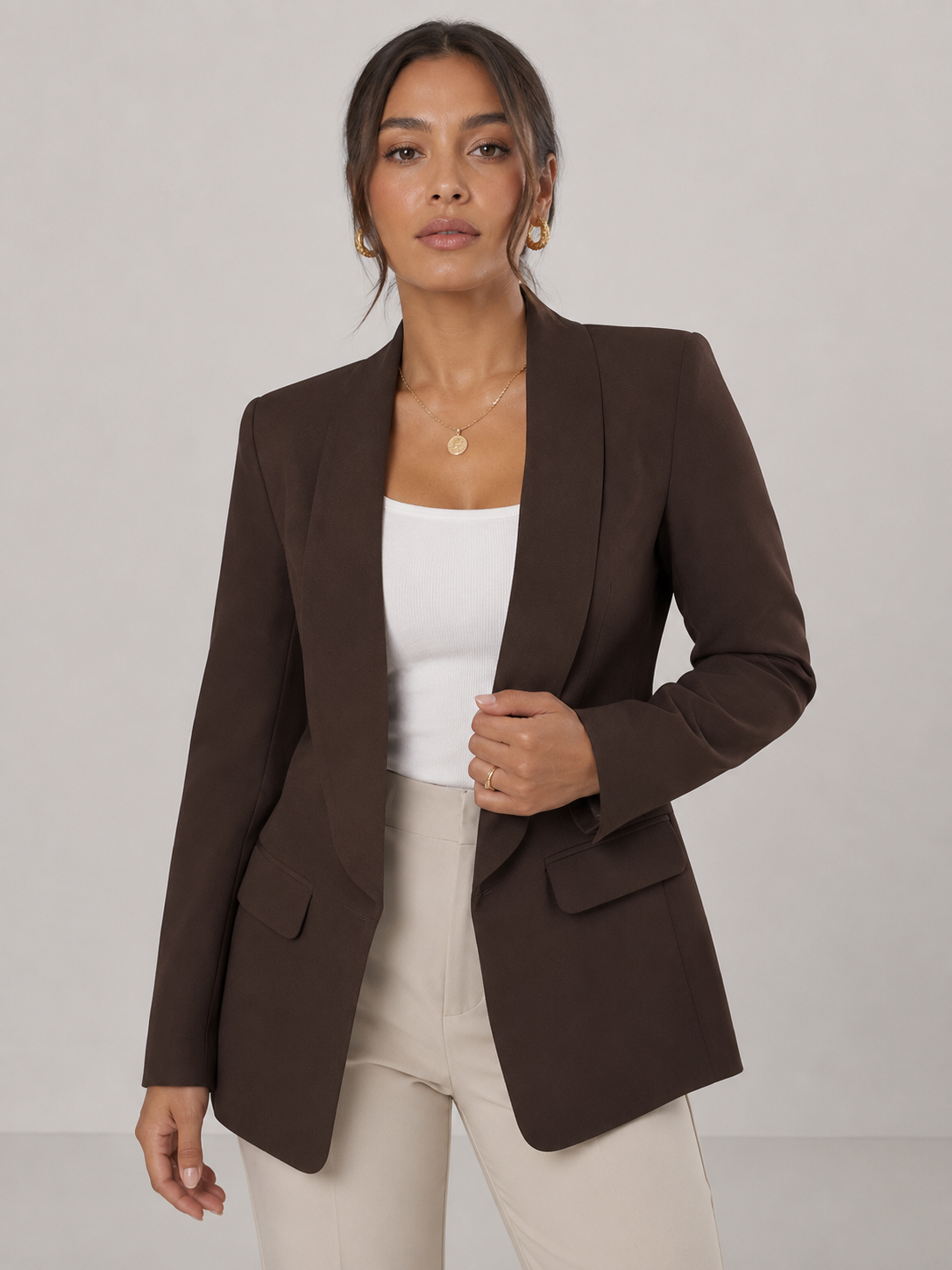 Blair Open Front Notched Lapel Tailored Blazer