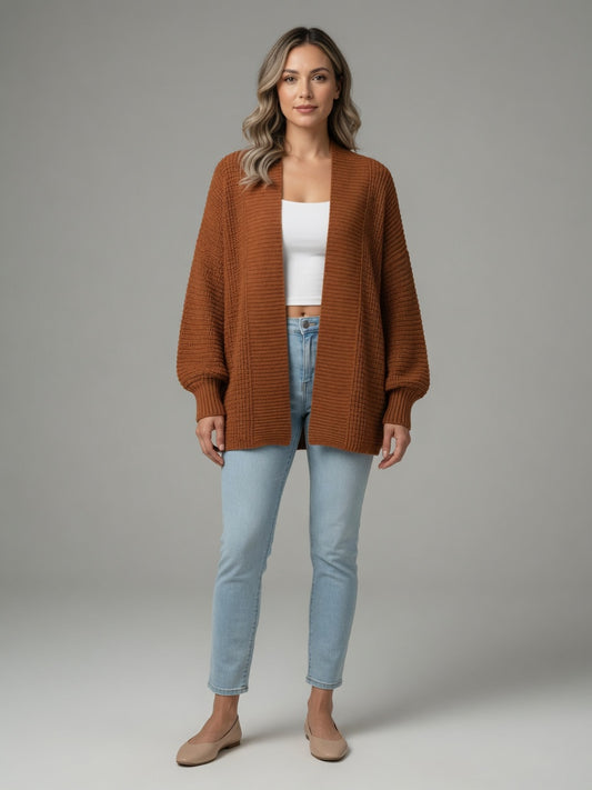 Greta V-Neck Relaxed Fit Long Sleeve Knit Cardigan