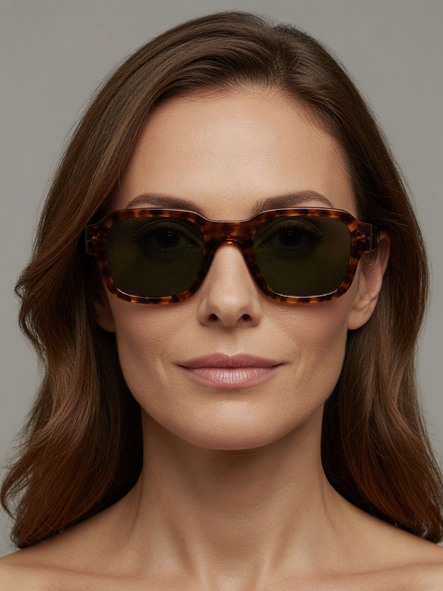 Riviera Transparent Frame Square Retro UV400 Sunglasses
