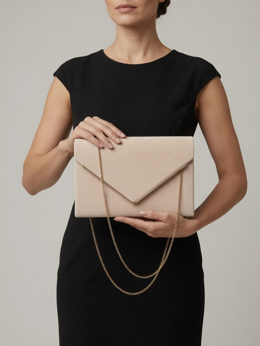 Mayfair Velvet Envelope Clutch Bag with Chain Strap