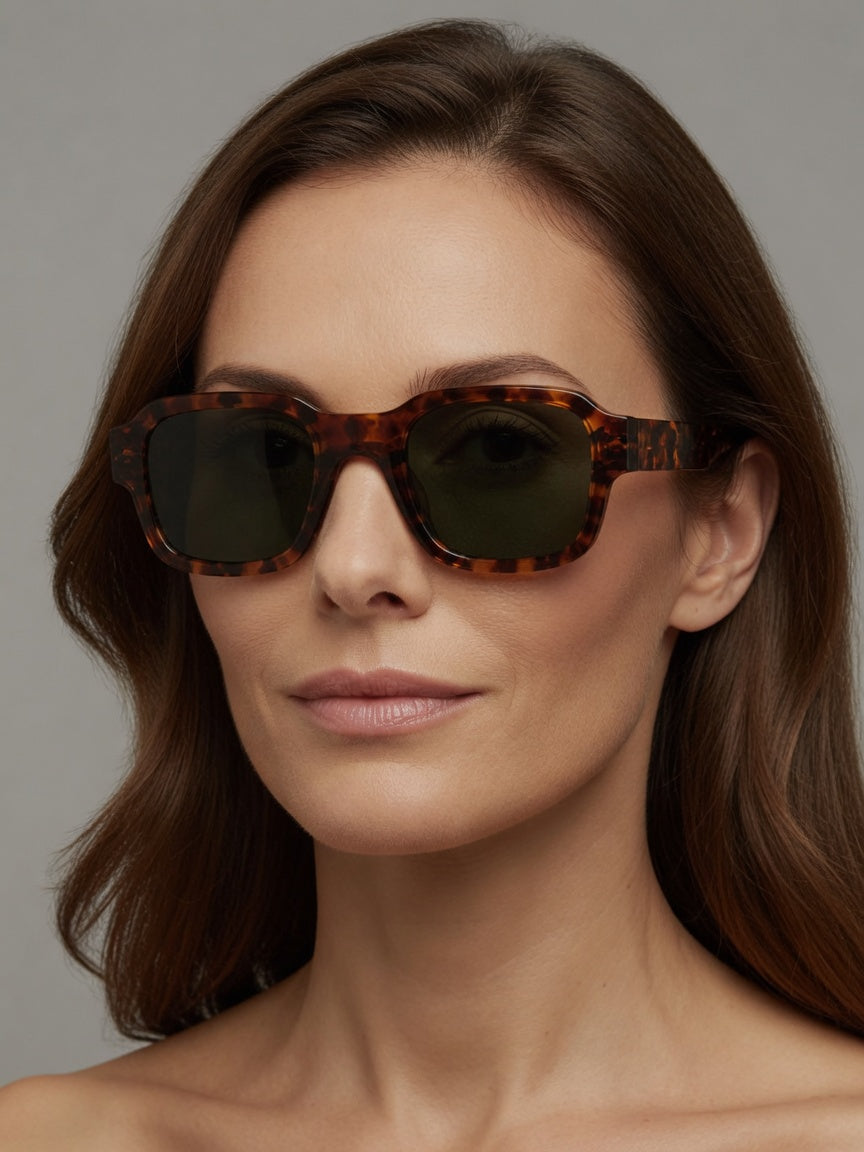 Riviera Transparent Frame Square Retro UV400 Sunglasses