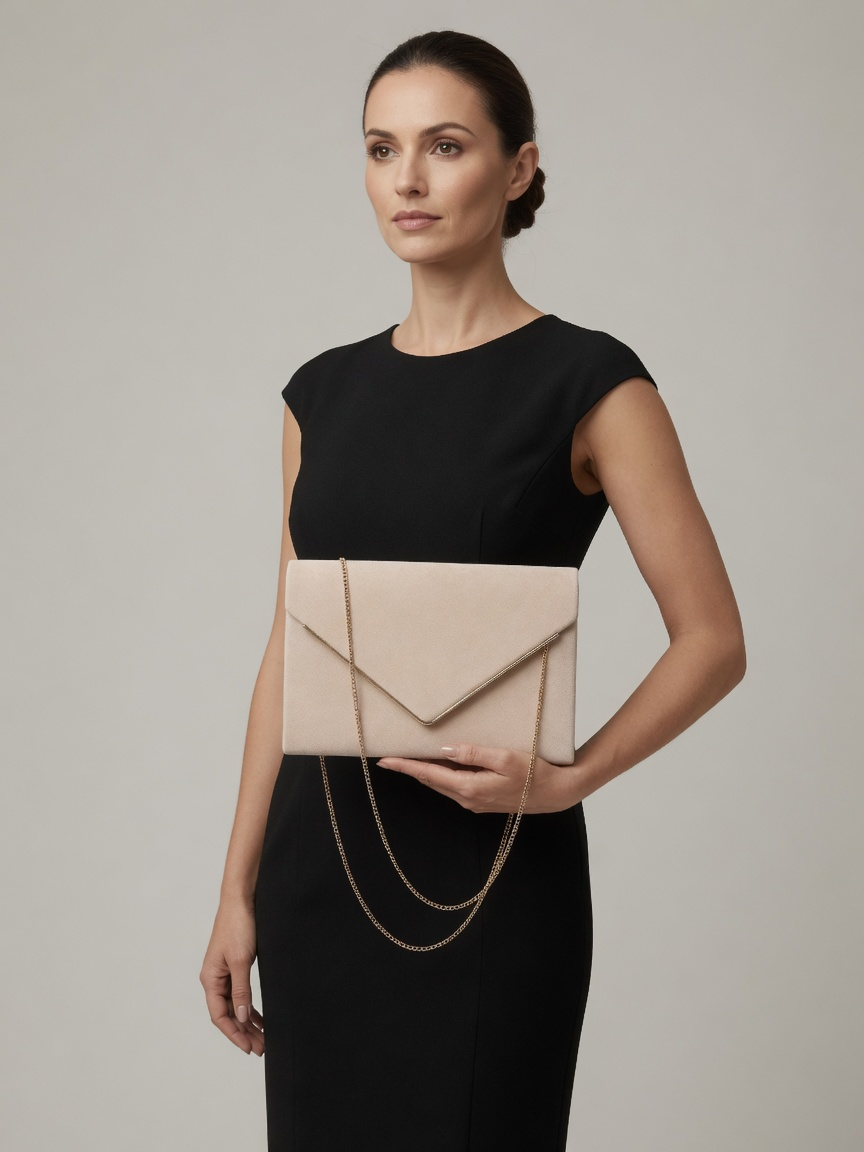 Mayfair Velvet Envelope Clutch Bag with Chain Strap