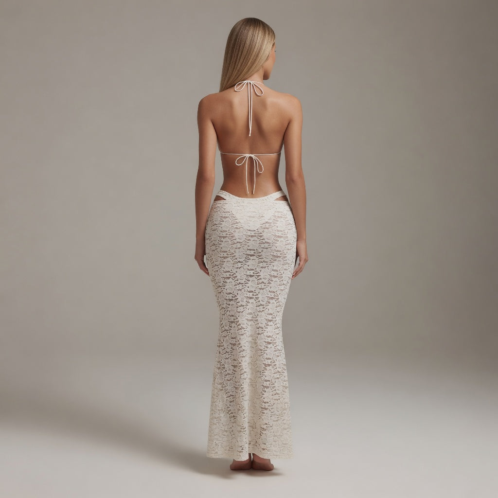 Rae Lace Bandeau Three Piece Bikini and Cover Up Set