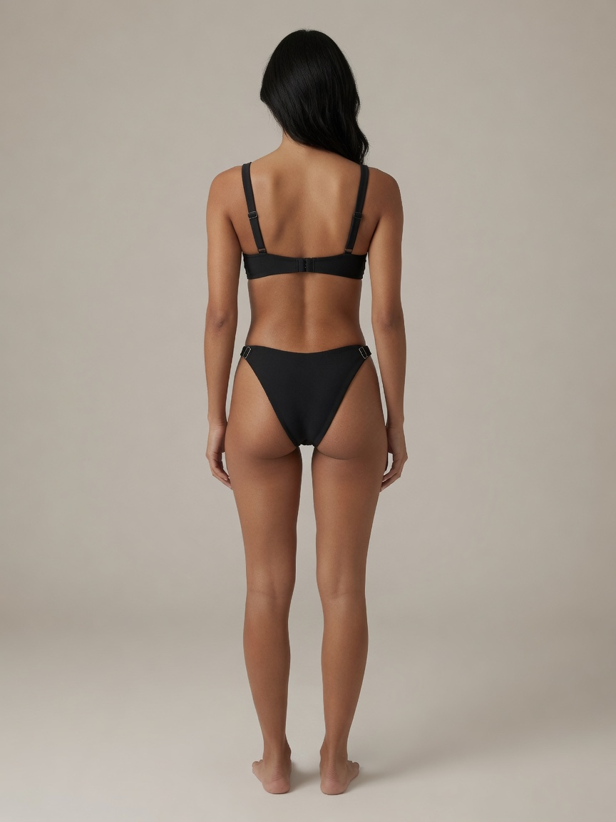 Nina Push Up Underwired High Cut Bikini Set in Black