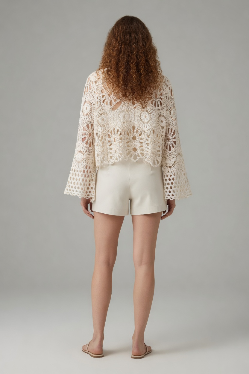 Bluebell Crochet Tie Front Flared Sleeve Cover Up