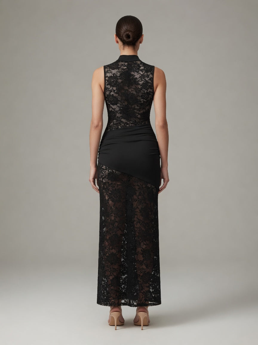 Nola Tank Cut-Out High Split Maxi Dress in Black