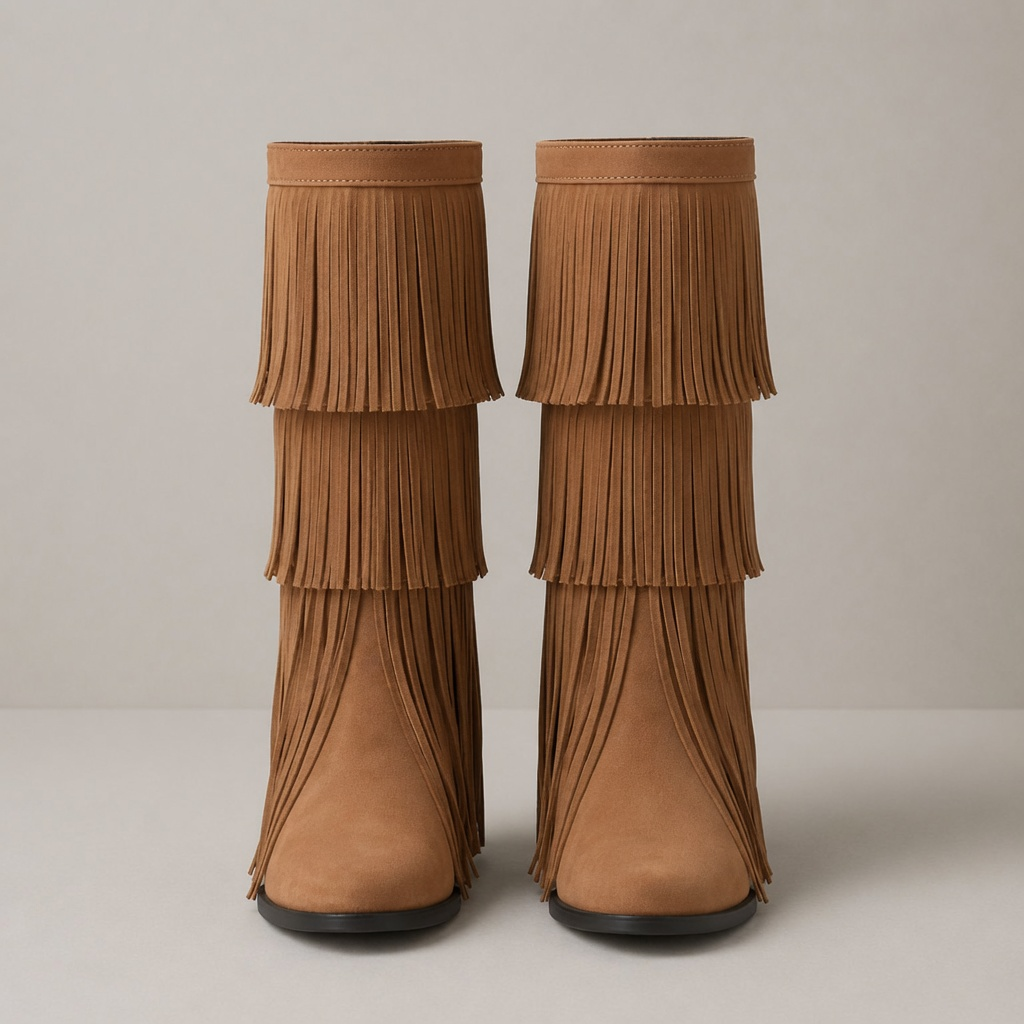 Hattie Tassel Detail Block Heel Mid Calf Winter Boots
