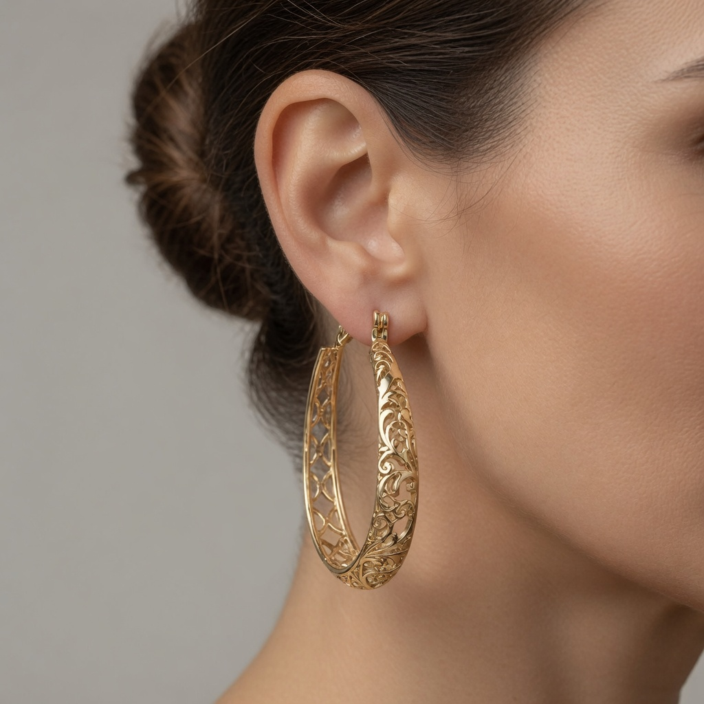 Gilda Vintage Hand Carved Hollow Hoop Earrings