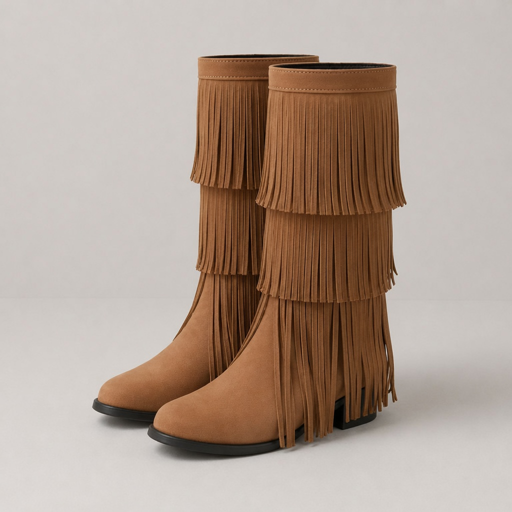 Hattie Tassel Detail Block Heel Mid Calf Winter Boots