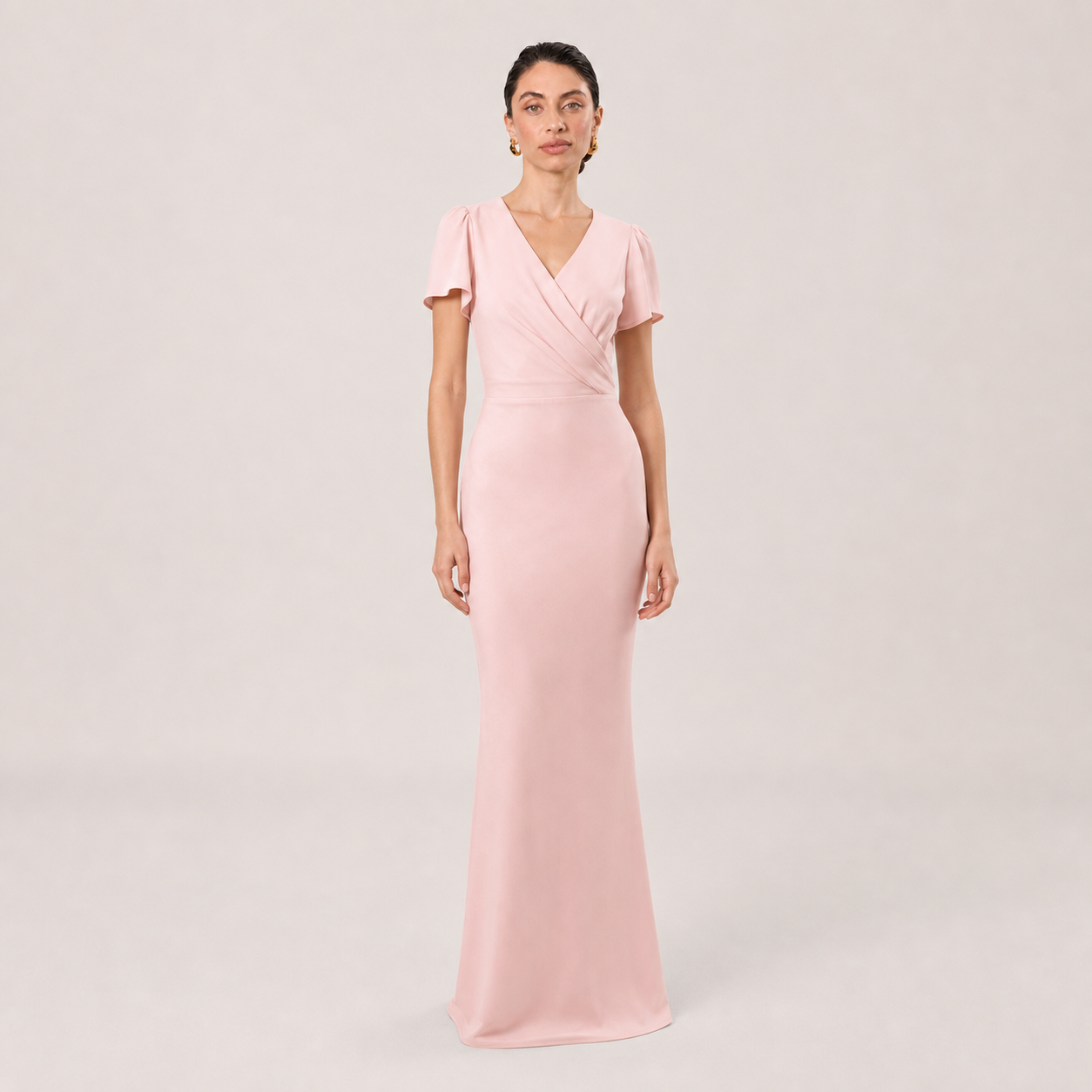 Pippa Cap Sleeve Chiffon Mermaid Bridesmaid Dress in Pink