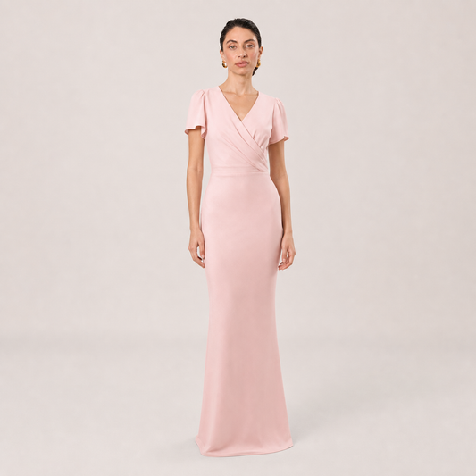 Pippa Cap Sleeve Chiffon Mermaid Bridesmaid Dress in Pink
