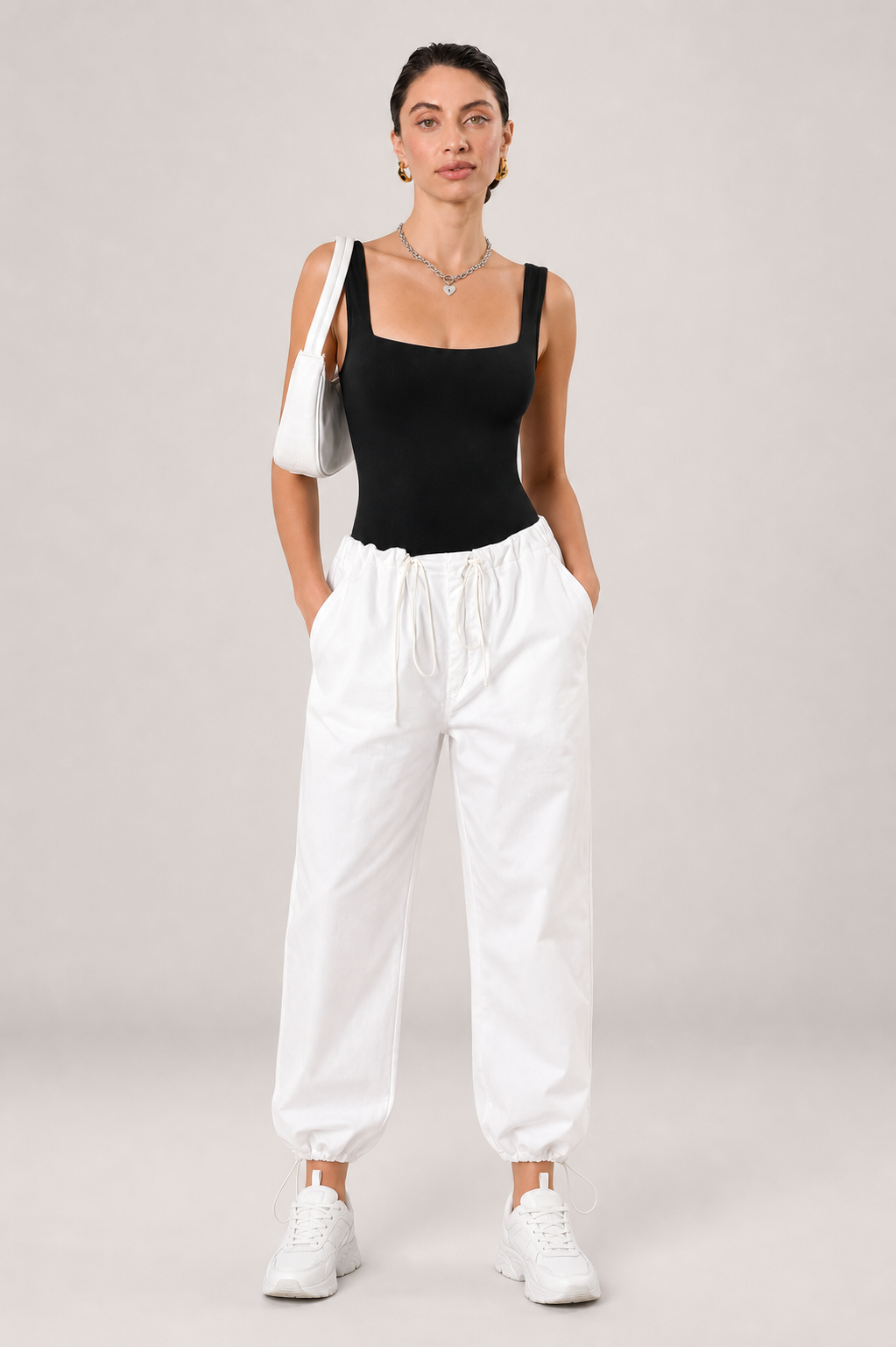 Mabel Square Neck Bodycon Jersey Playsuit in Black