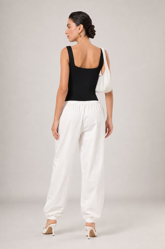Mabel Square Neck Bodycon Jersey Playsuit in Black