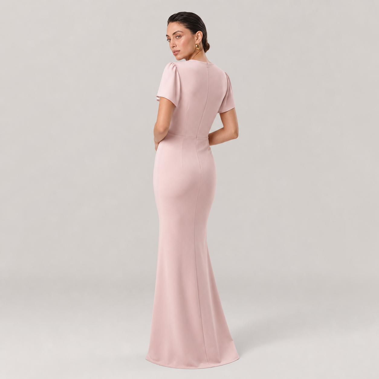 Pippa Cap Sleeve Chiffon Mermaid Bridesmaid Dress in Pink