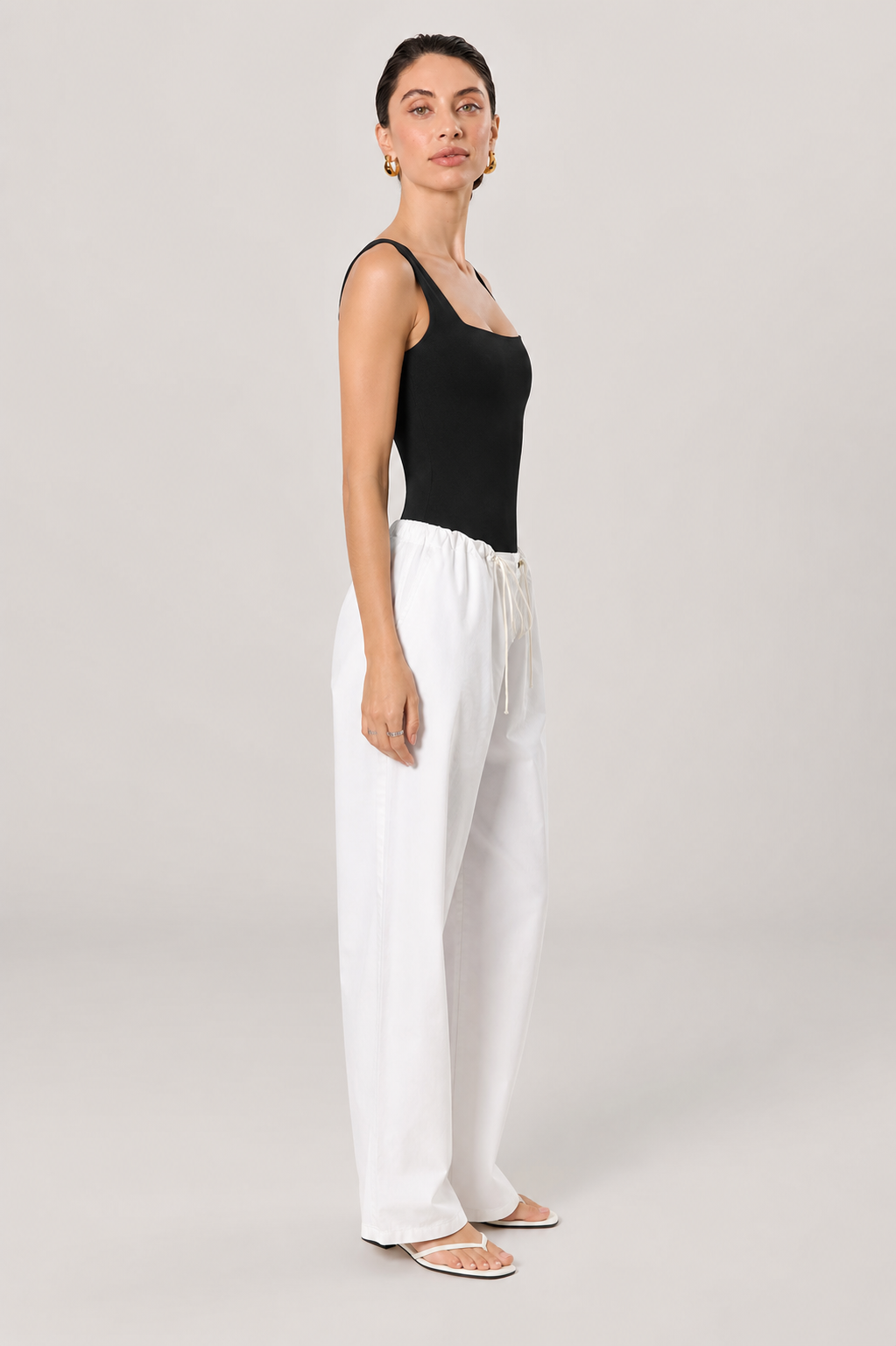 Mabel Square Neck Bodycon Jersey Playsuit in Black