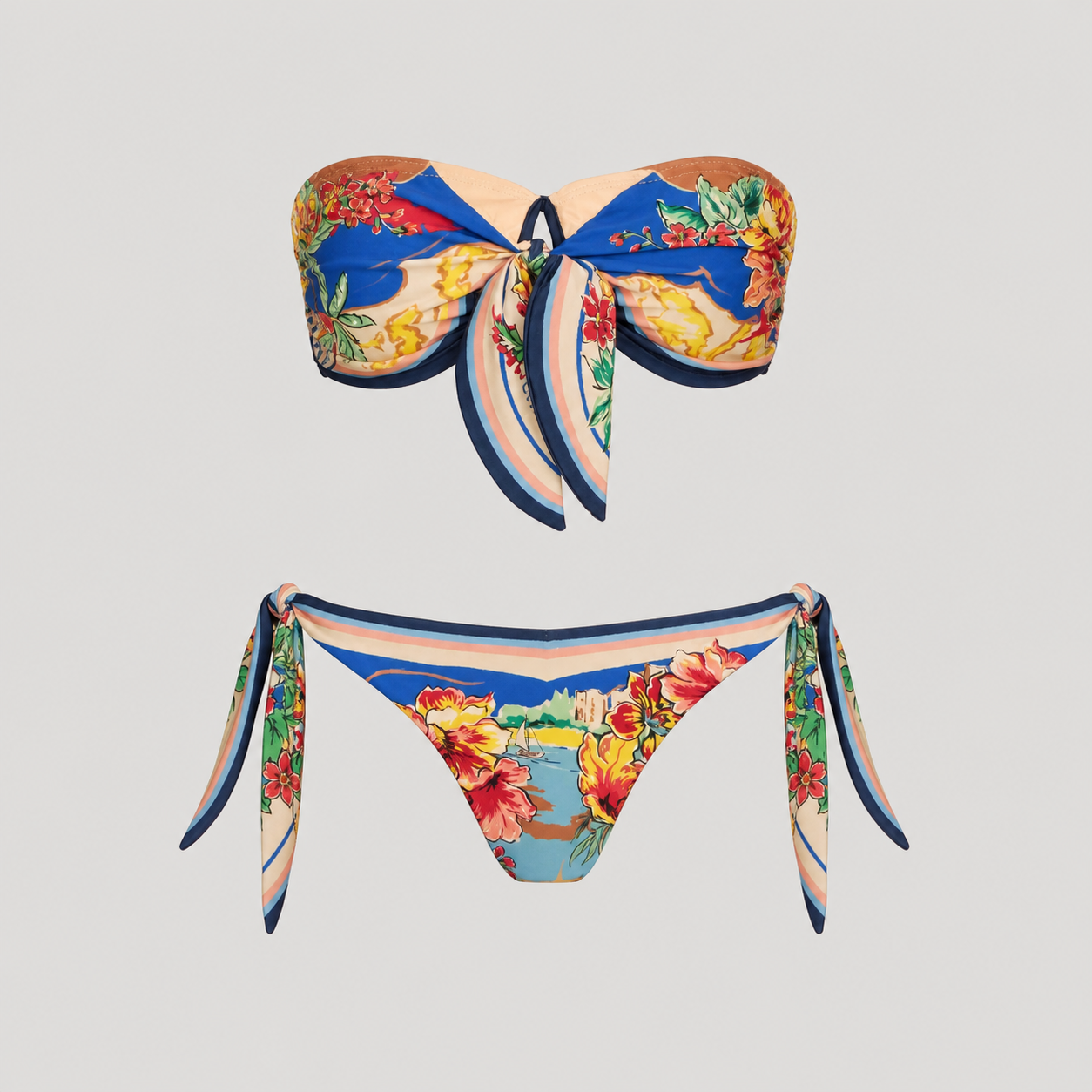 Cove Push Up Tie Side Brazilian Thong Bikini Set