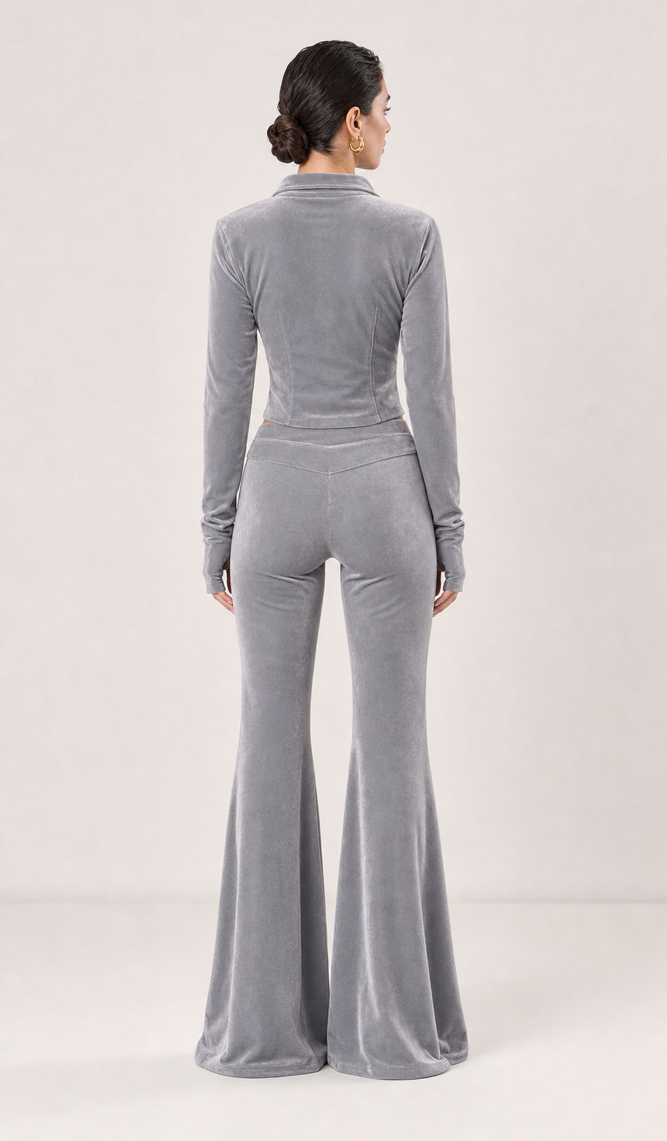 Jools Velvet Zip Jacket and Flared Trousers Set