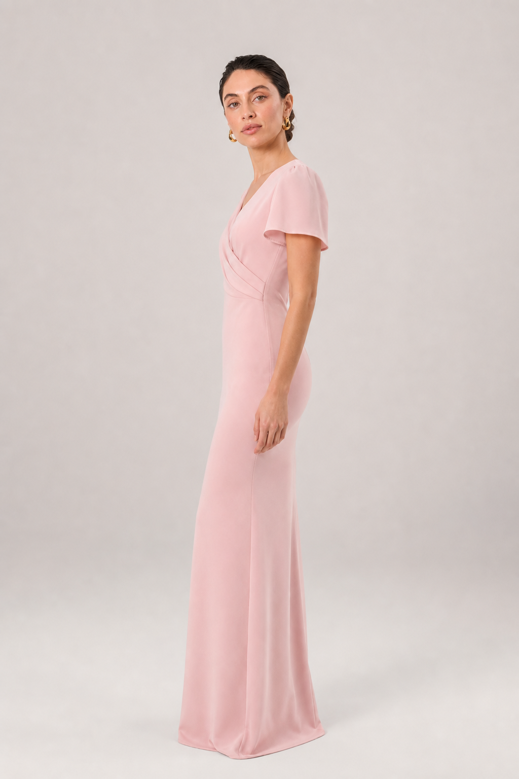 Pippa Cap Sleeve Chiffon Mermaid Bridesmaid Dress in Pink