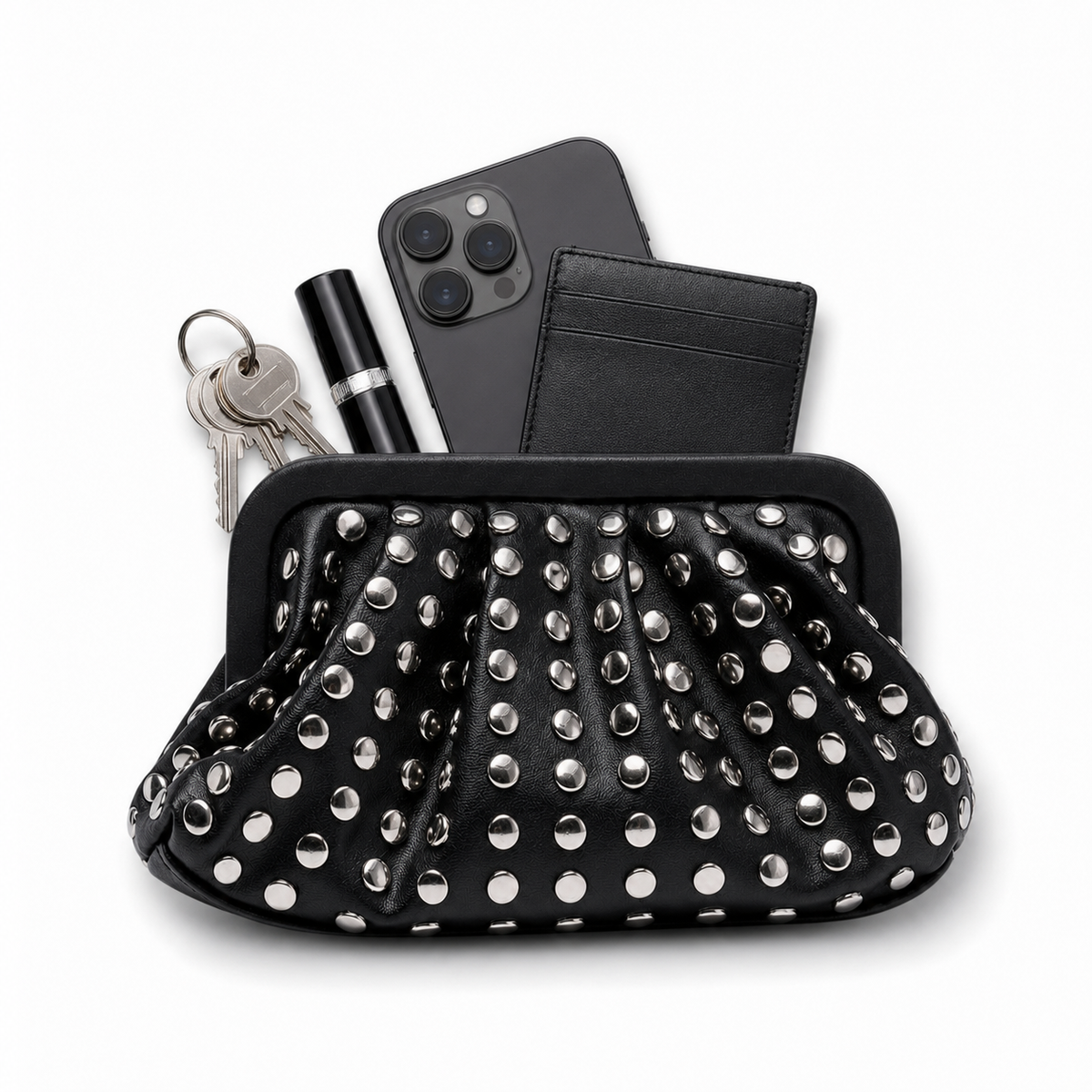 Nunhead Studded Vegan Leather Clutch Bag