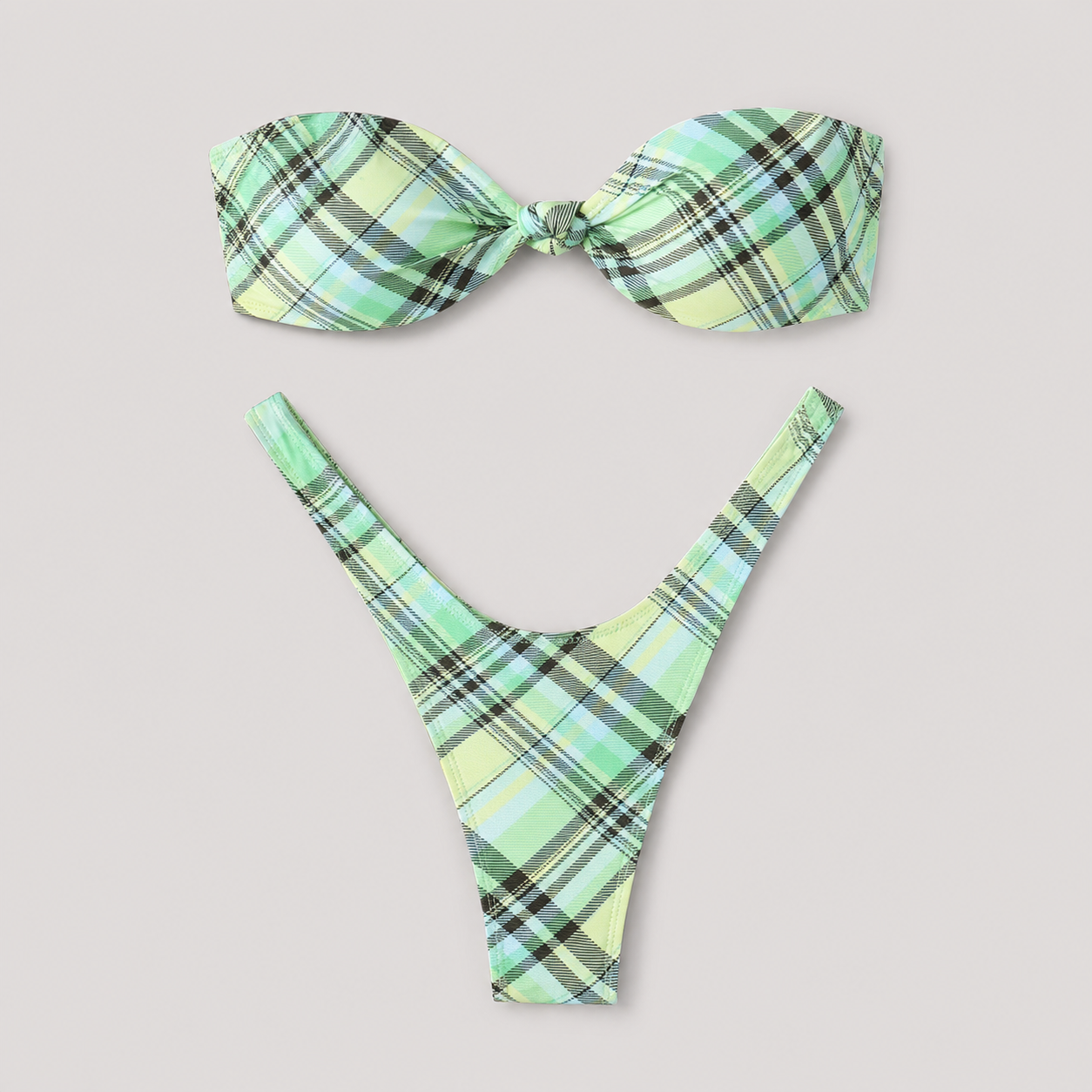 Shelly Knotted Bandeau Top High Cut Bikini Set