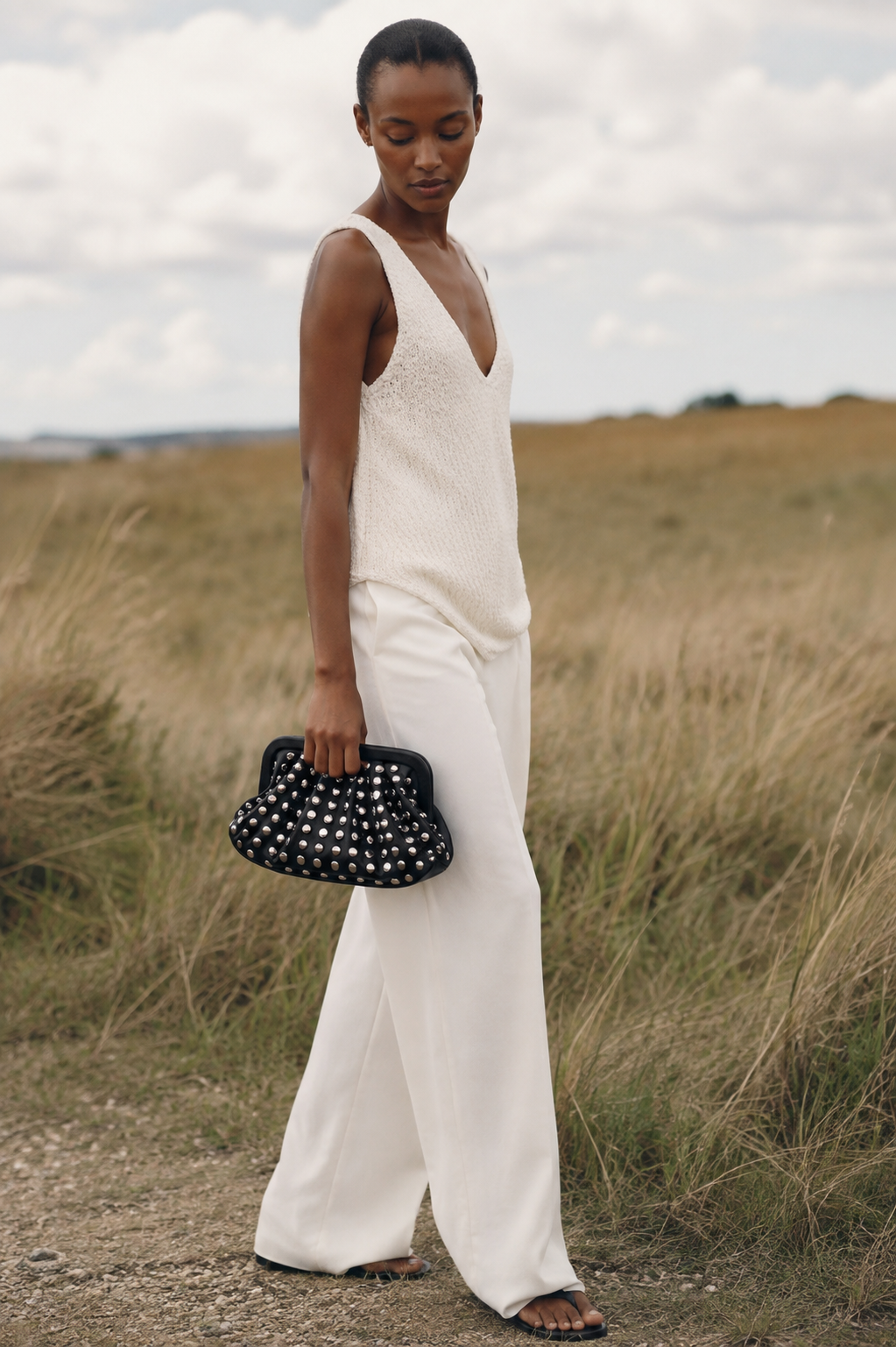 Nunhead Studded Vegan Leather Clutch Bag