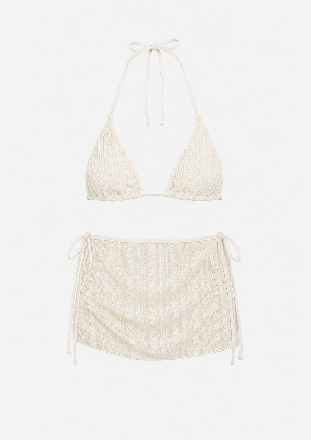 Tallulah Halter Triangle Bikini and Mesh Cover Up Set