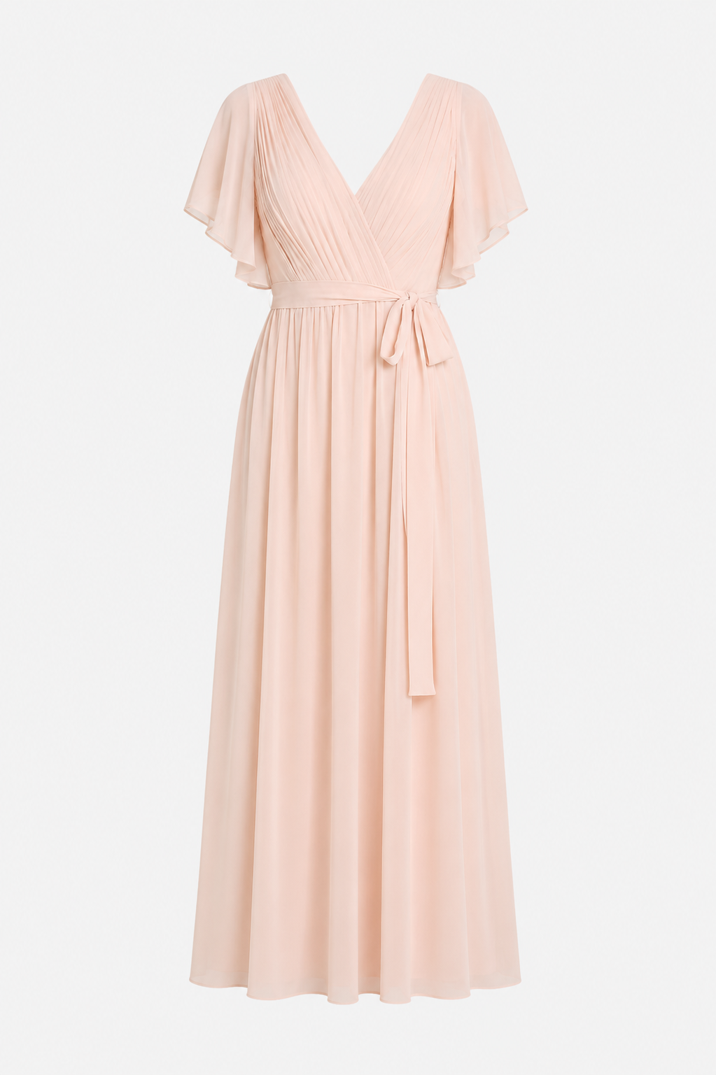 Dahlia Ruffle Sleeve Deep V Chiffon Maxi Dress