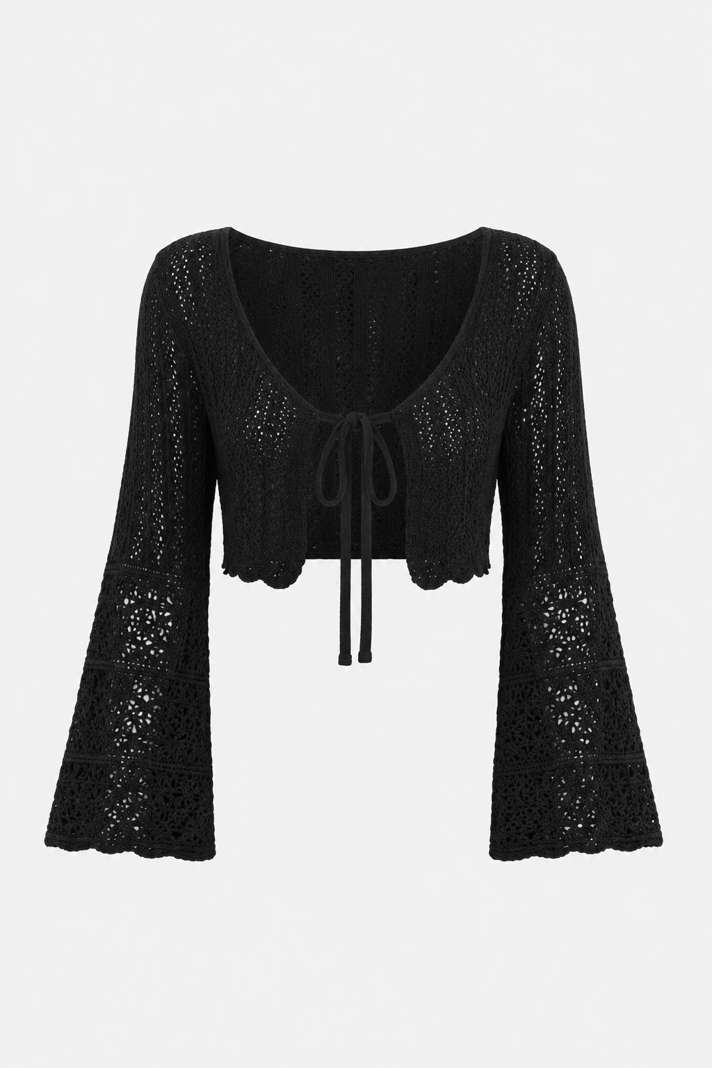 Fern Lace Trim Lightweight Open Knit Cardigan