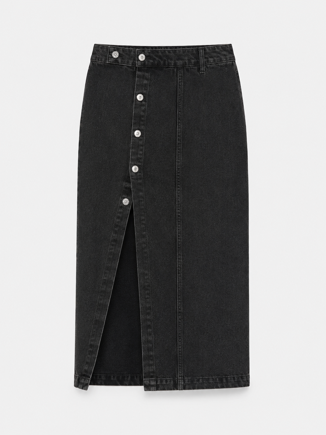 Billie High Waisted Straight Cut Denim Midi Skirt