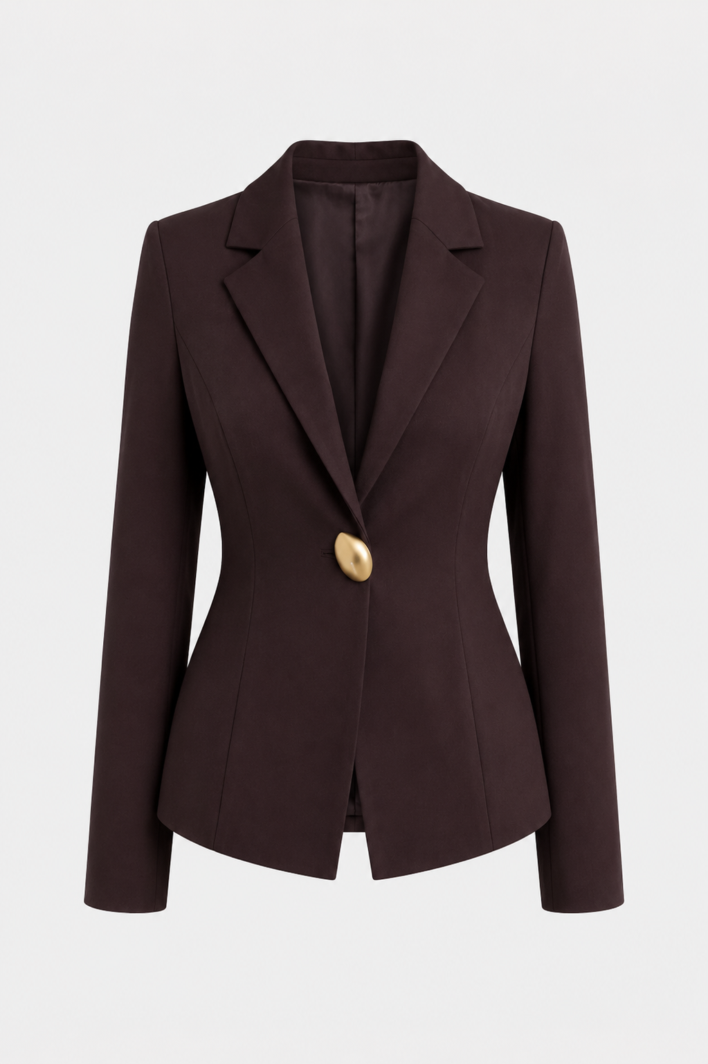 Hera Waist Cinching Single Button Blazer in Coffee
