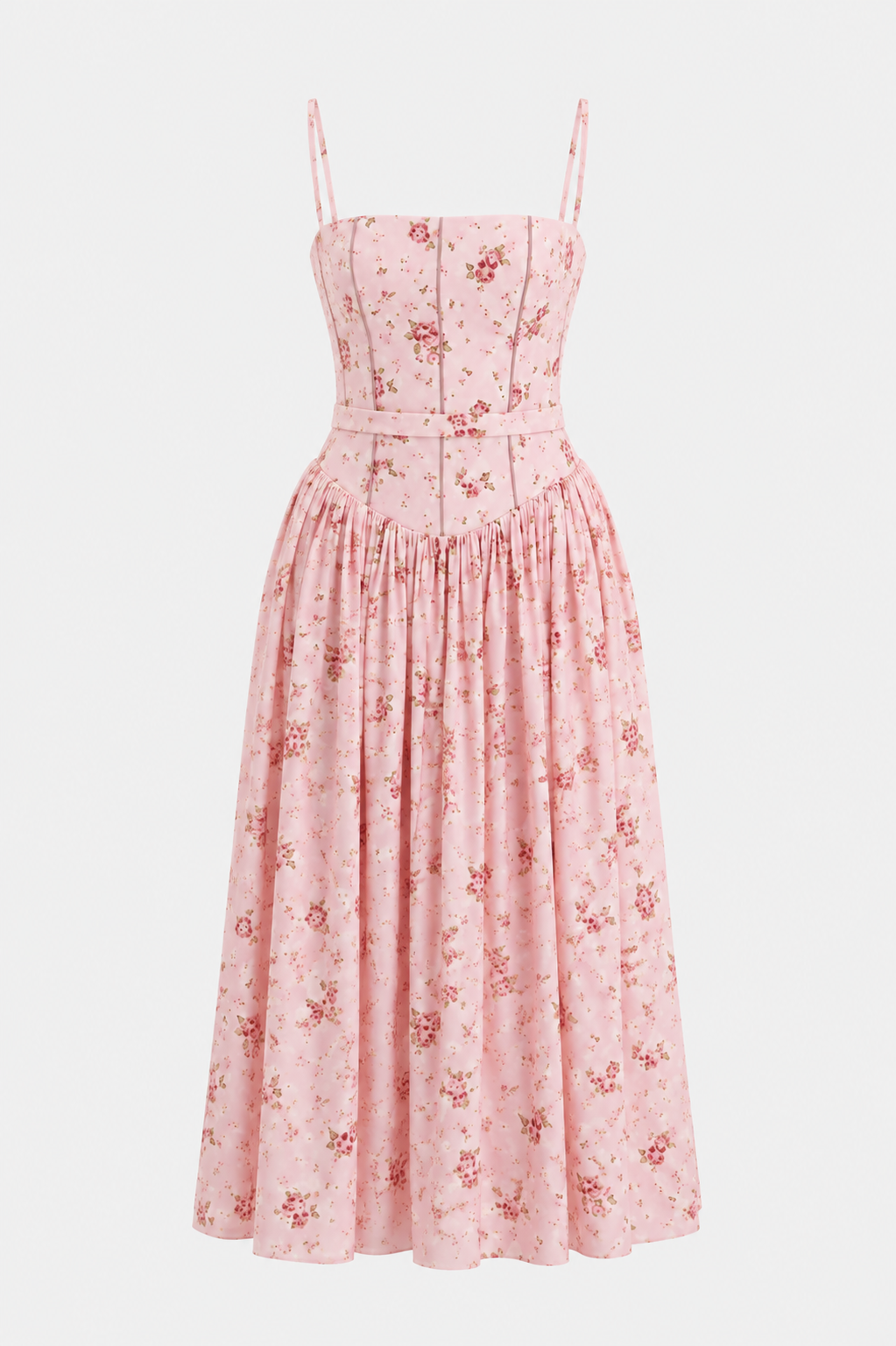 Dulcie Strappy Floral Print A-Line Midi Dress