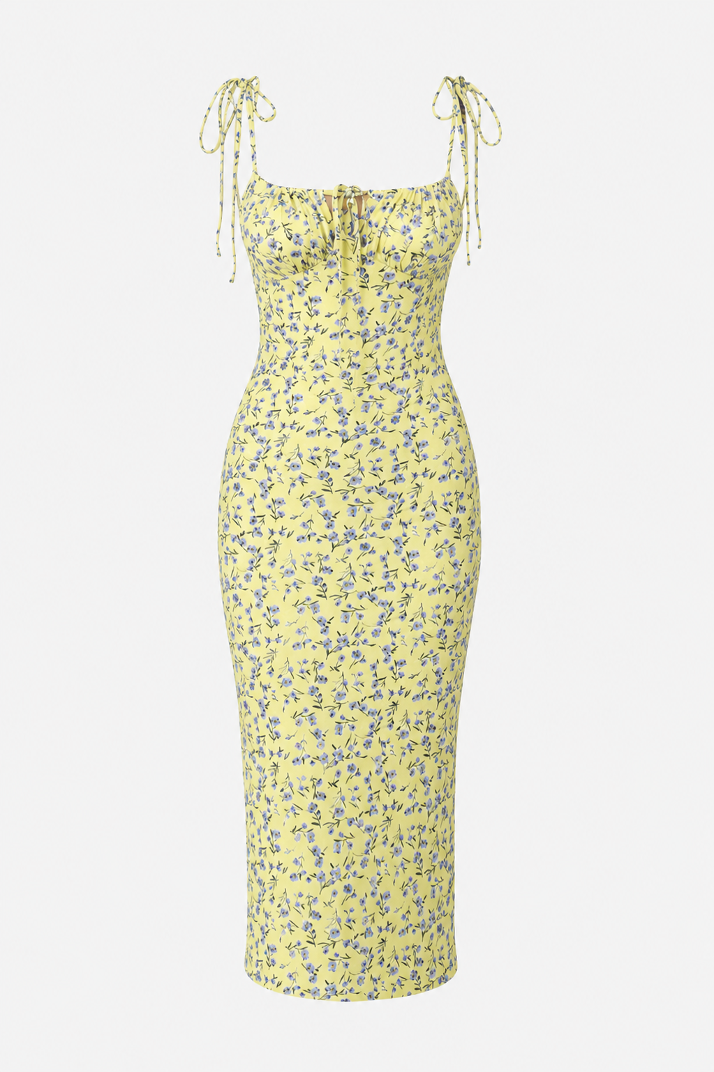 Iris Tie Strap Floral Midi Dress with Leg Split