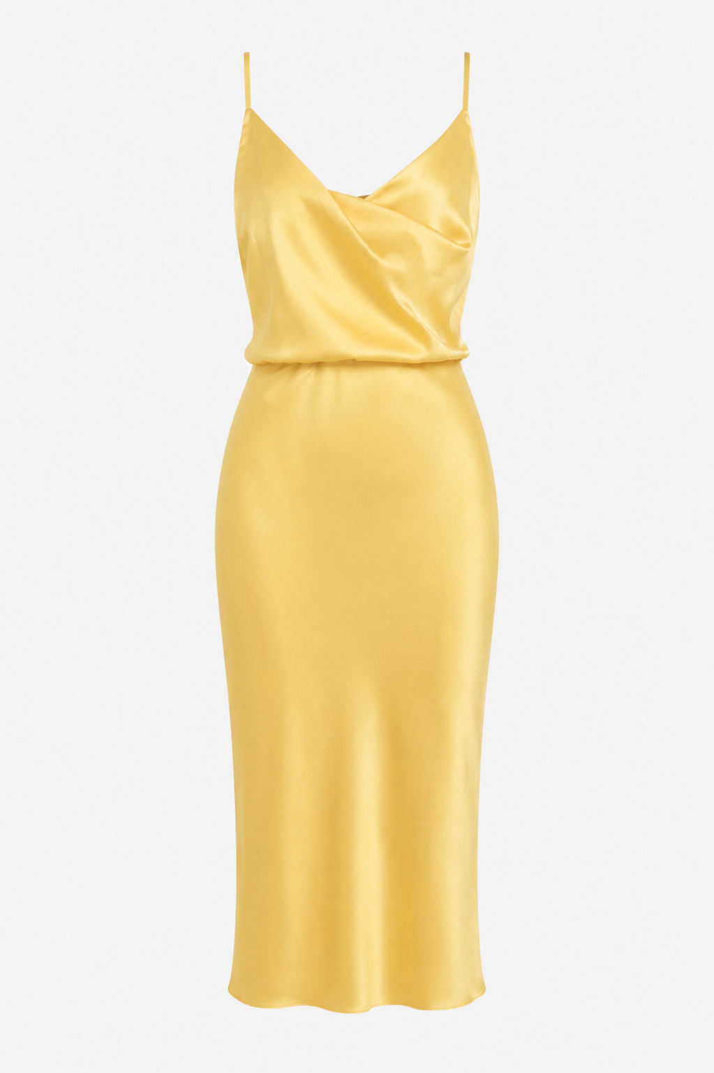 Primrose Cowl Neck Backless Satin Maxi Dress in Yellow