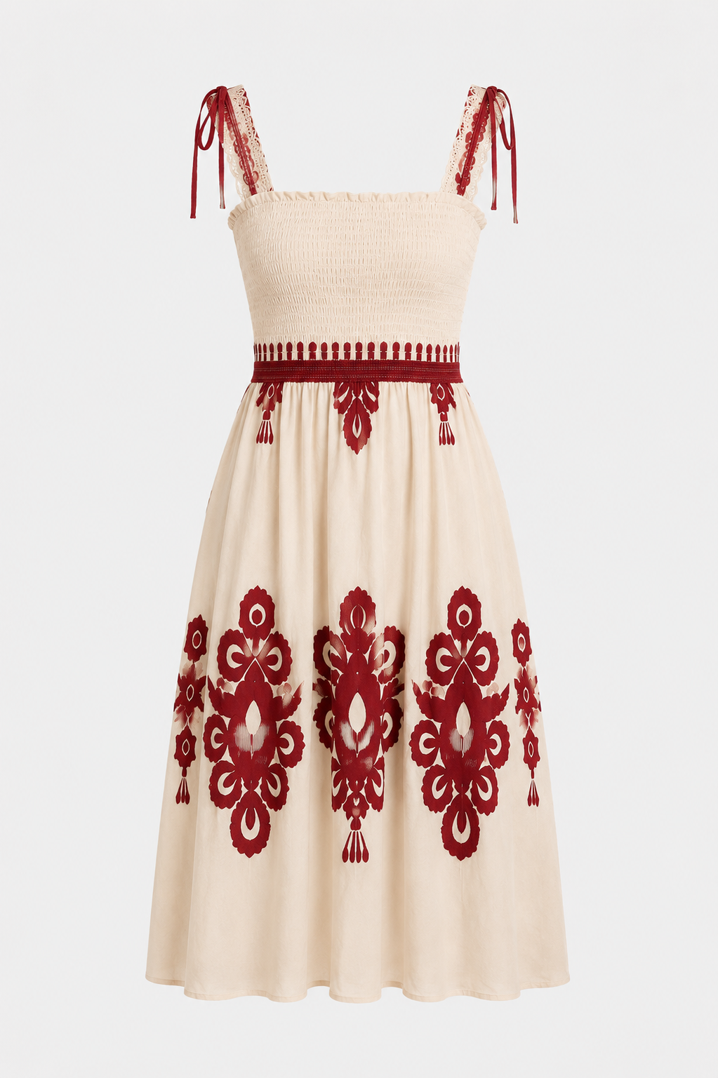 Meadow Strappy Fit and Flare Boho Print Maxi Dress