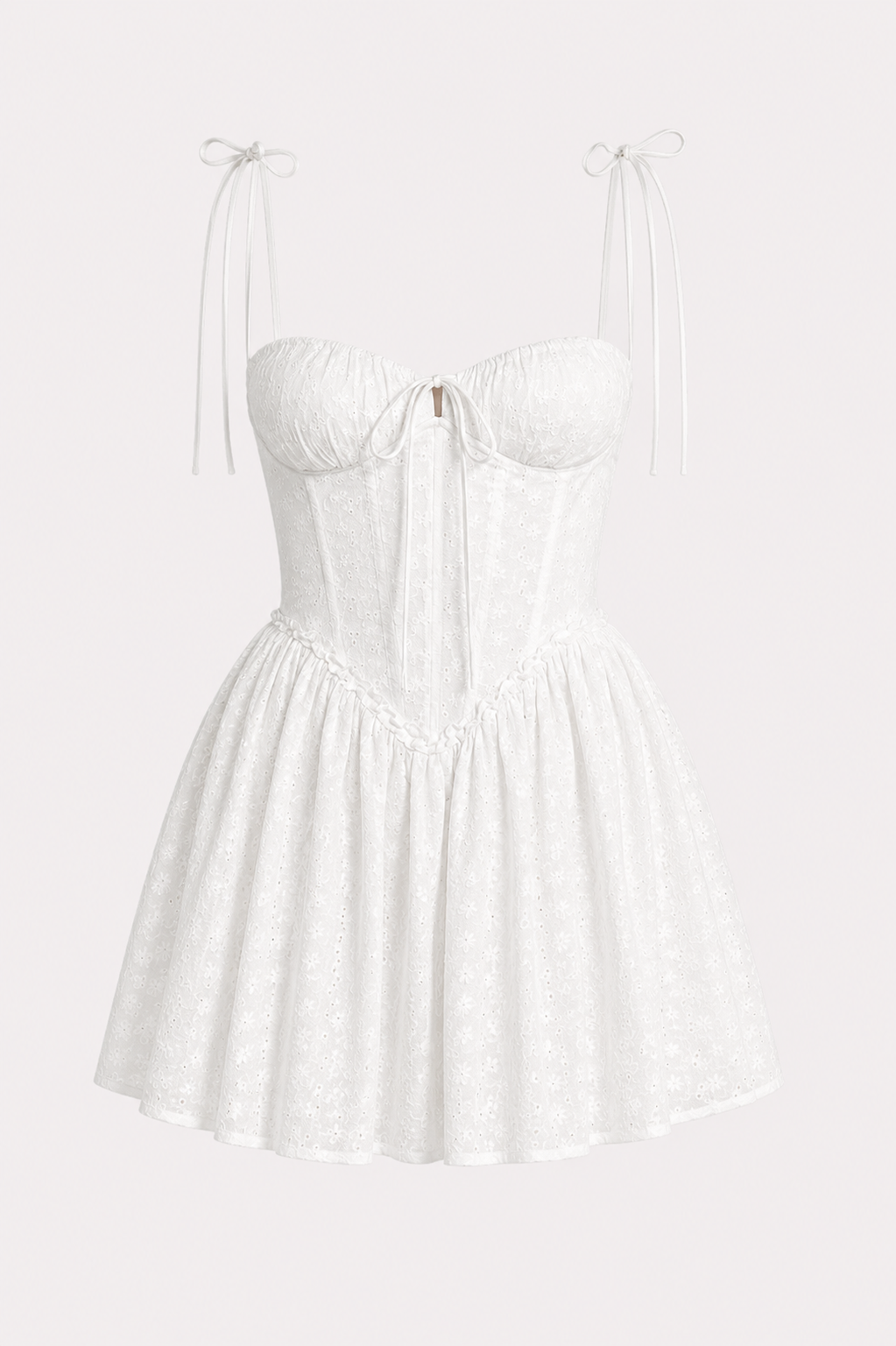 Maribel Embroidered Cut-Out Lace Up Mini Dress