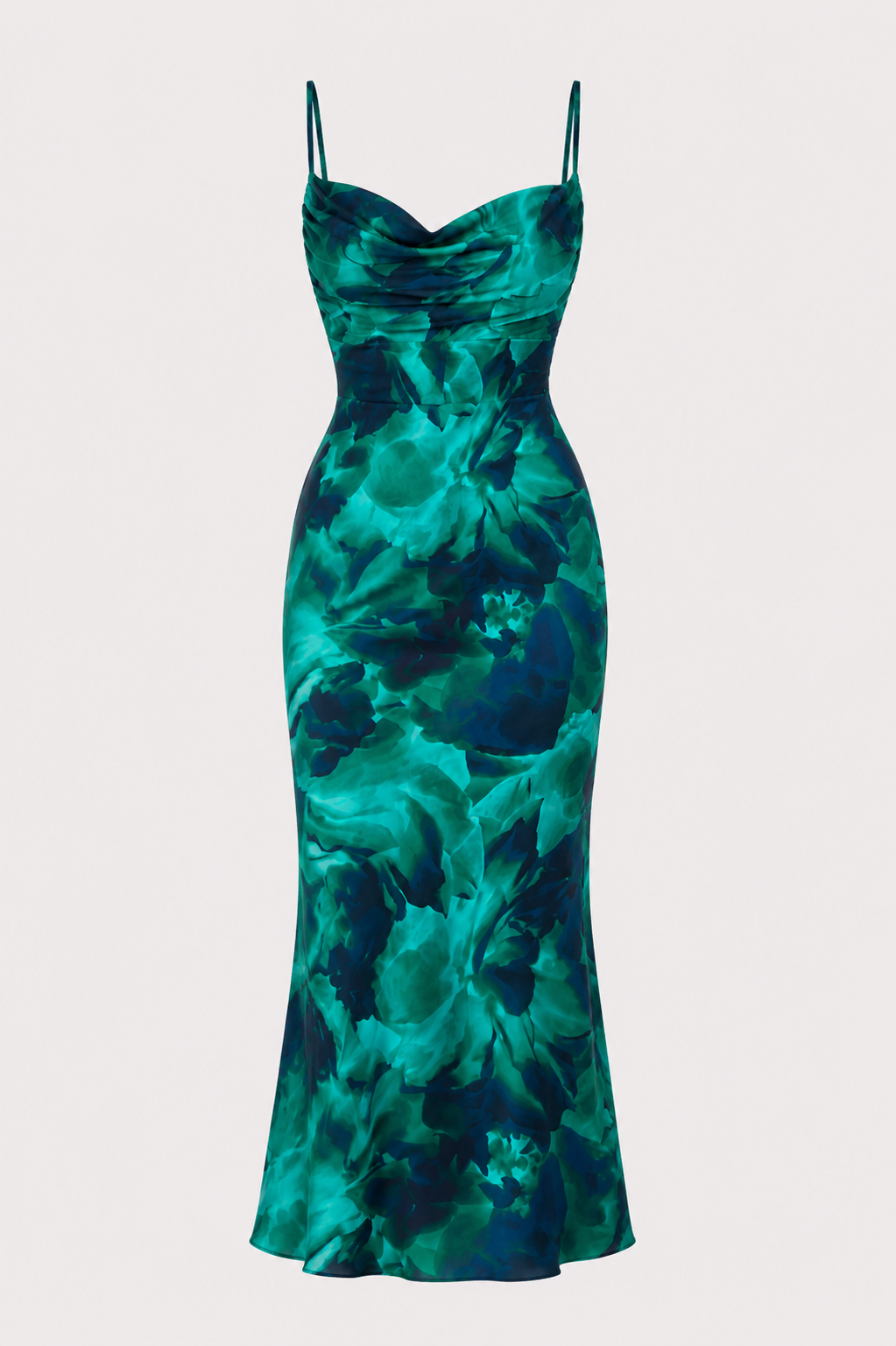 Cleo Strappy Cut-Out Print Maxi Dress in Blue