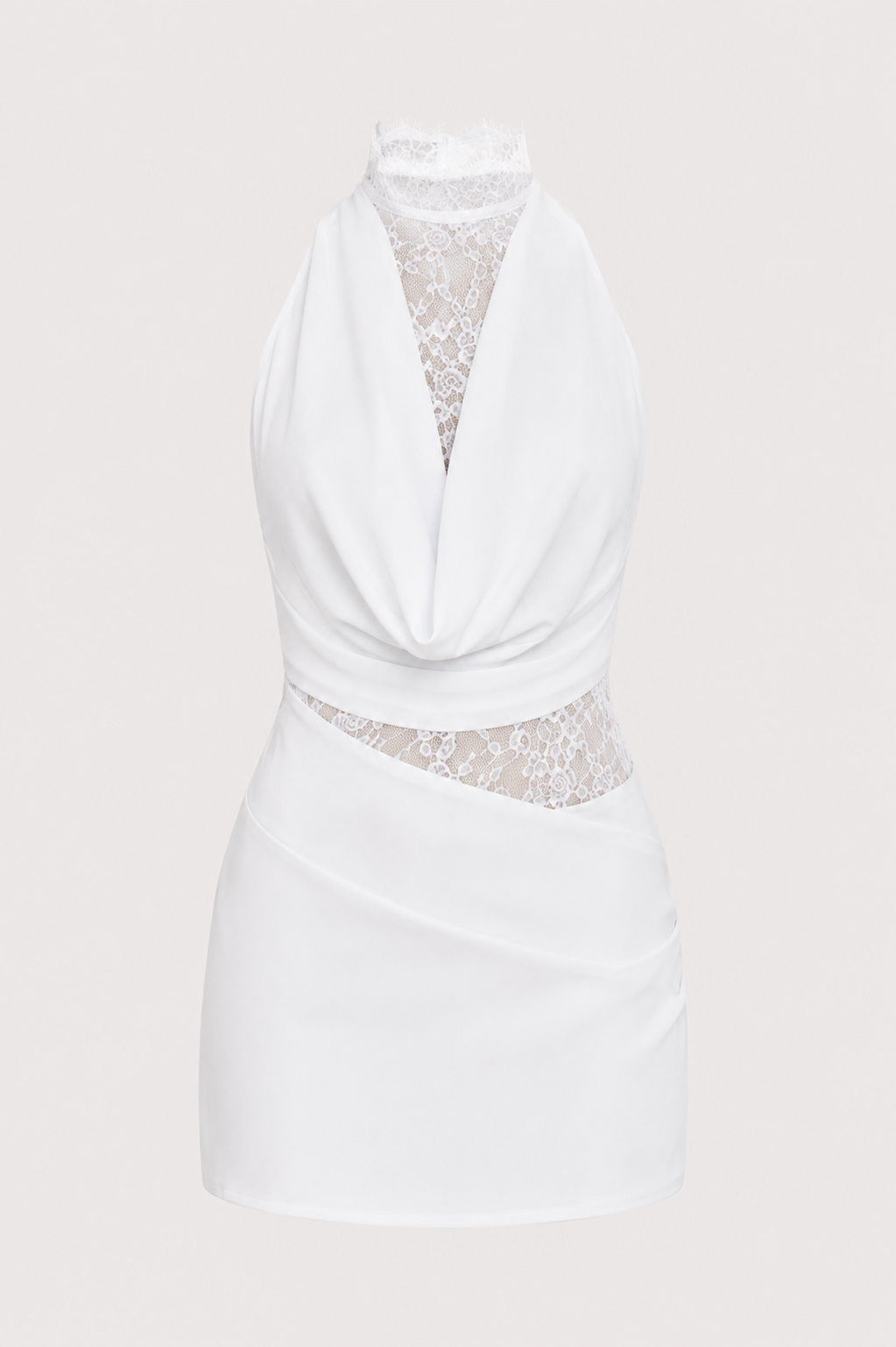 Elsie Lace Trim Cut-Out Strappy A-Line Mini Dress in White