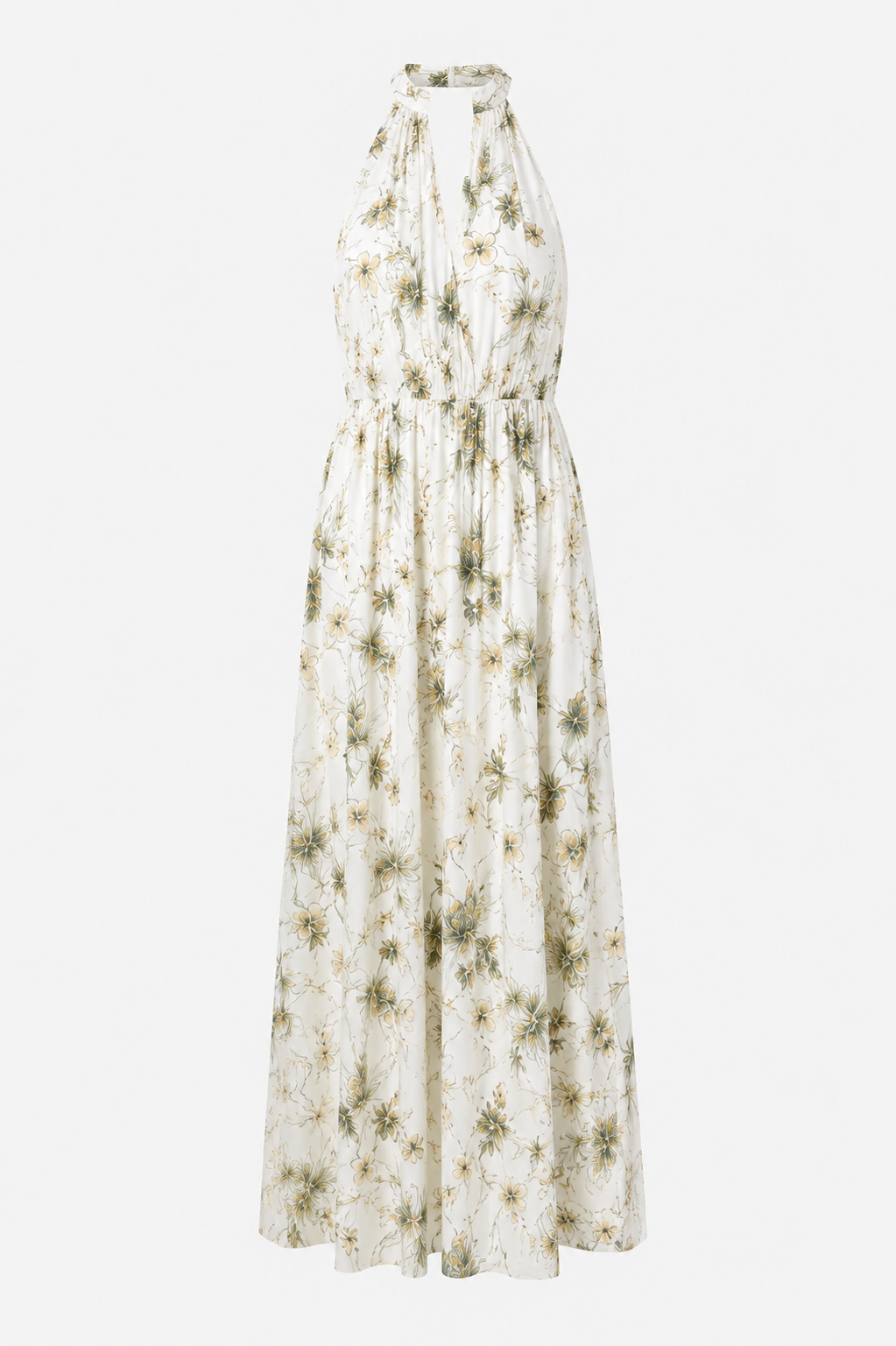 Posy Halter Neck Flowy Floral Chiffon Maxi Dress