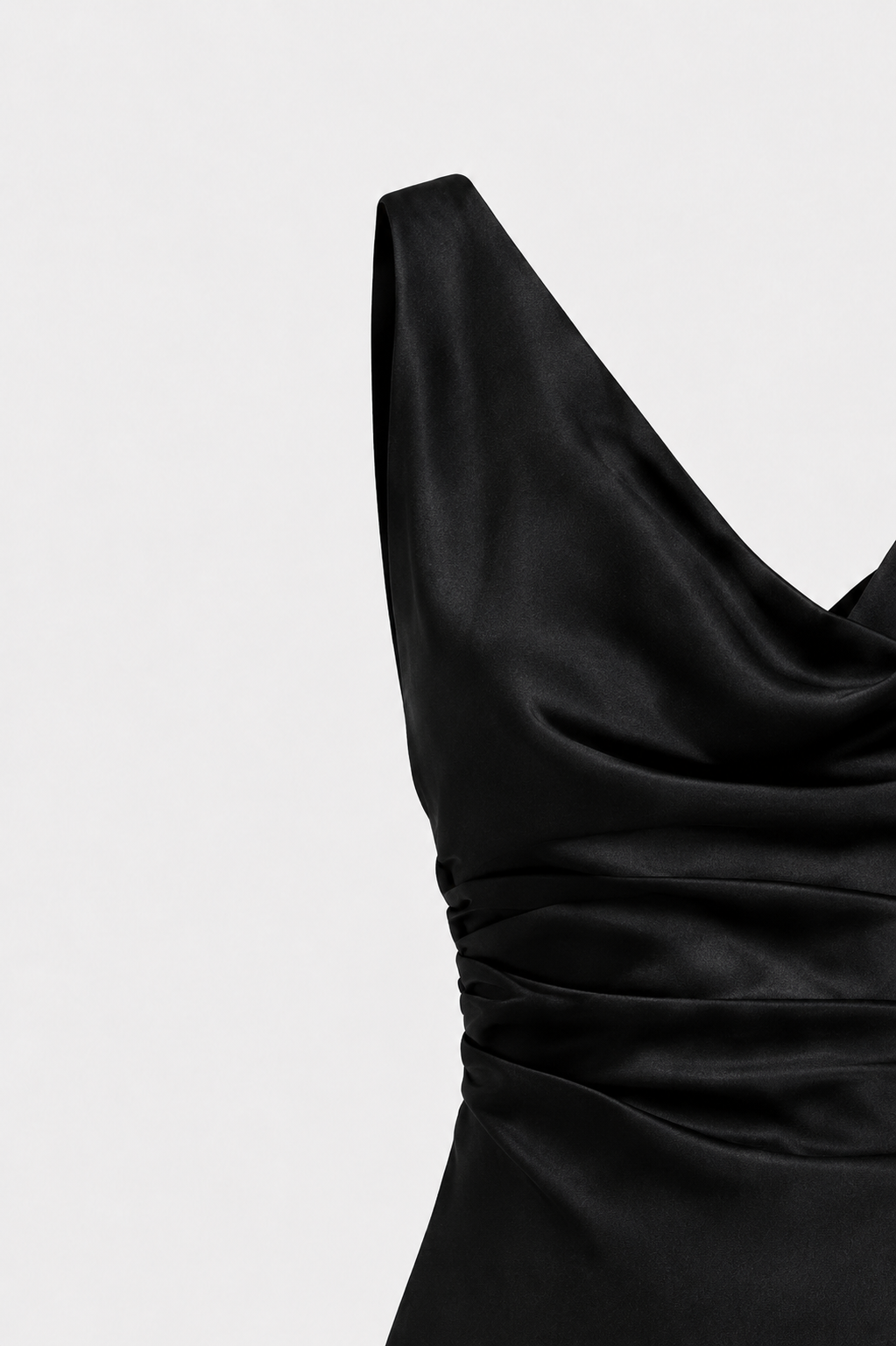 Willa Satin Cowl Neck Scoop Back Maxi Dress in Black