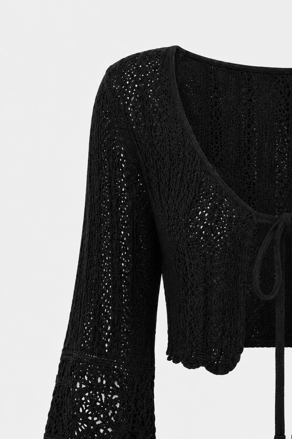 Fern Lace Trim Lightweight Open Knit Cardigan