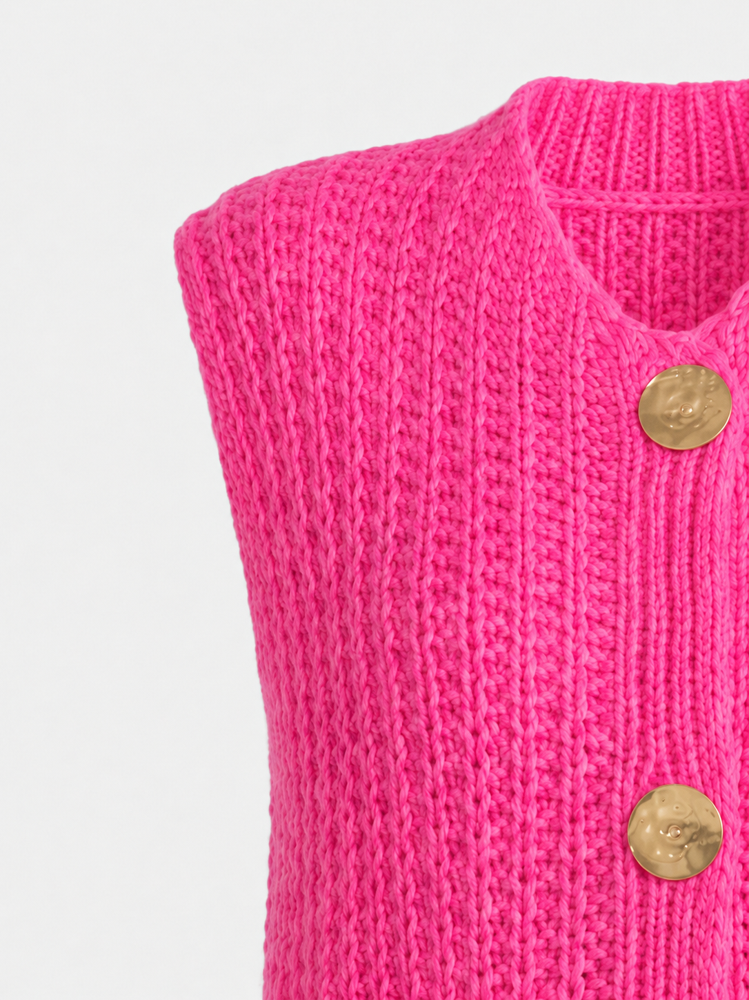 Nancy Sleeveless Crochet Knit Button Cardigan Gilet
