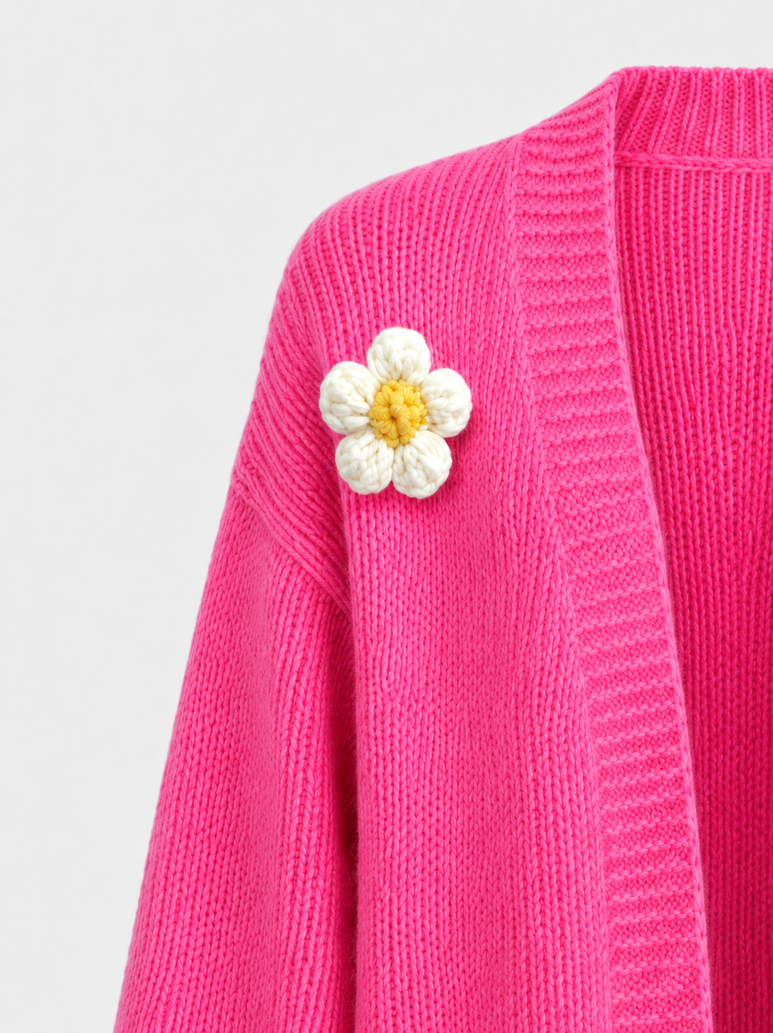 Heidi Flower Knit Lantern Sleeve Cardigan Jacket