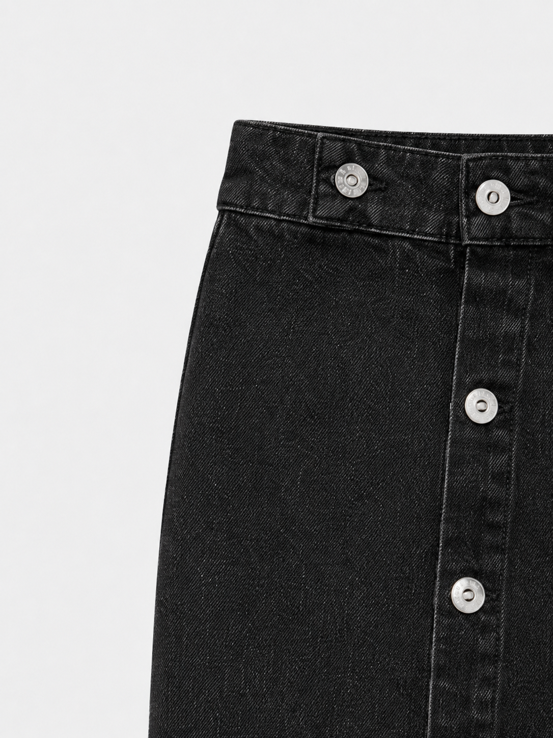 Billie High Waisted Straight Cut Denim Midi Skirt